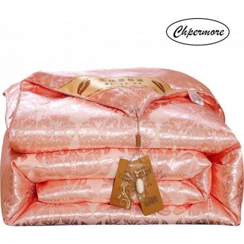 Chpermore 100% silk Quilt Summer jacquard Duvets Thickening Winter Comforters 100% Cotton Cover King Queen Twin Full Size