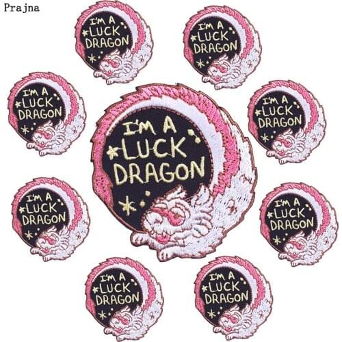 Prajna 10 PCS Lucky Dragon Patches On Clothes Iron On Animal Embroiderd Patches For Clothing Sticker Cartoon Applique Badges