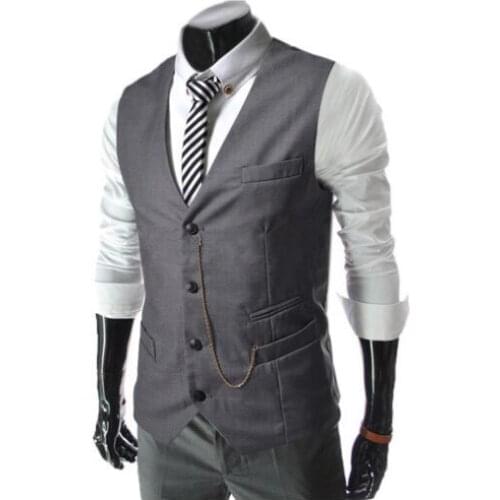 New Arrival Designs 2020 Men Business Vest Spring And Autumn Mens Metal Chain Slim Casual Vest Male Suit Vest