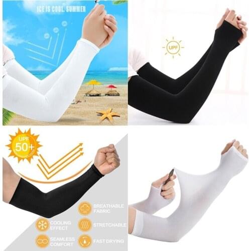 1 Pairs Unisex Cooling Arm Sleeves Cover Cycling Running UV Sun Protection Outdoor Men Nylon Cool Arm Sleeves for Hide Tattoos