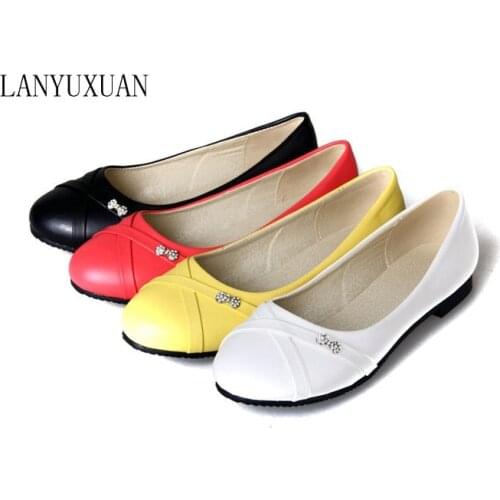 Oxford Shoes For Women Large Size 34-47 Womens Fashion Shoes Woman Flats Spring Female Ballet Metal Round Toe Solid Casual 062