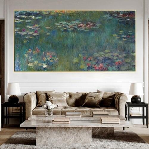 Claude Monet Water Lotus Canvas Art Print Poster, Abstract Art Wall Pictures for Living Room Decoration, Wall Canvas Art Decor
