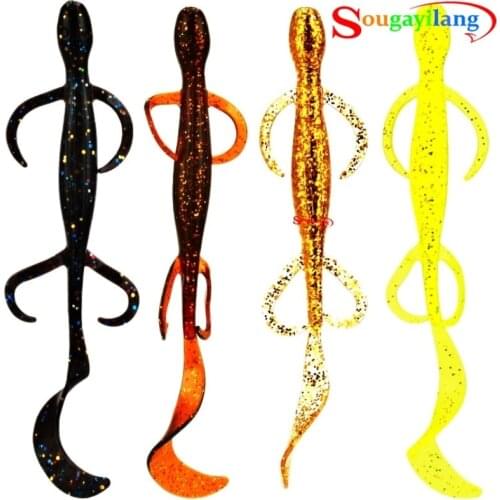 Sougayilang 4pcs 6g 12cm Soft Fishing Lures Lifelike Silicone Bait Insect Lure for Trout Bass Pike Freshwater Fishing Tackle