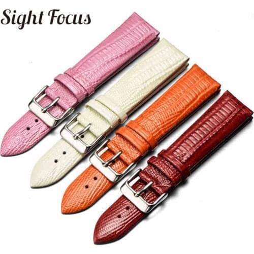 14mm 16mm 18 20mm Lizard Pattern Calfskin Leather Watchbands for Armani Bracelet Women Thin Watch Strap Lady Correas Reloj Mujer