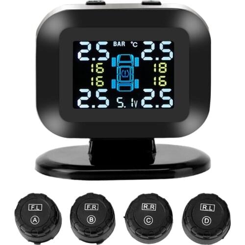LEEPEE With 4 Pcs External Sensor LCD Display USB TPMS Auto Security Alarm Systems Mini Car Tire Pressure Monitoring System