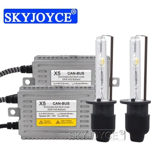 SKYJOYCE 12V 55W DLT X5B Canbus Ballast Kit Xenon H7 H1 H3 H11 HB3 HB4 D2H Cnlight Straight Bulb Error Free hid Xenon headlight