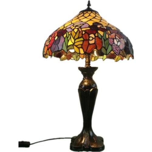 Tiffany Colorful Glass Handmade Vintage Table Lamp for Foyer Bed Room Bar Apartment Glass Reading Light H 60cm 1016