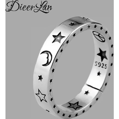 Boho Vintage Silver Color Moon Star Rings For Women Wedding Band Men Finger Rings Female Bohemian Jewelry Gifts