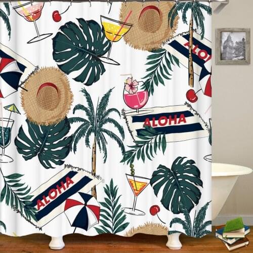 Beach Plant leaf Palm Trees 3D Printing Shower Curtain large Size 300x180 Waterproof Polyester Home Decor Curtain With Hooks