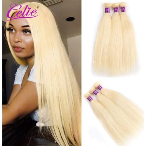 Celie Hair 613 Blonde Bundles Deal Brazilian Straight Hair Weave 3 Bundles Human Hair Bundles 10-24 Inches Remy Hair Extensions