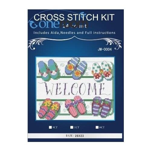 Welcome Counted Cross Stitch Needlework,Cross stitch Sets for Embroidery kit,Teaport flower love ribbon Cross-Stitch