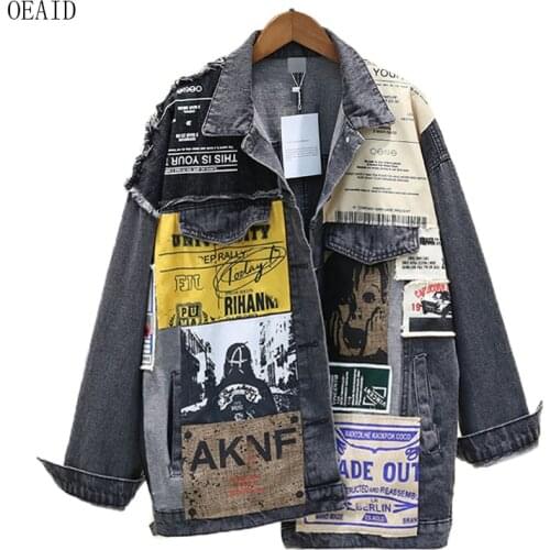 2021 Spring Womens Denim Jacket Female Black Jean Coat New European Style Fashion Ladies Coats Outerwear