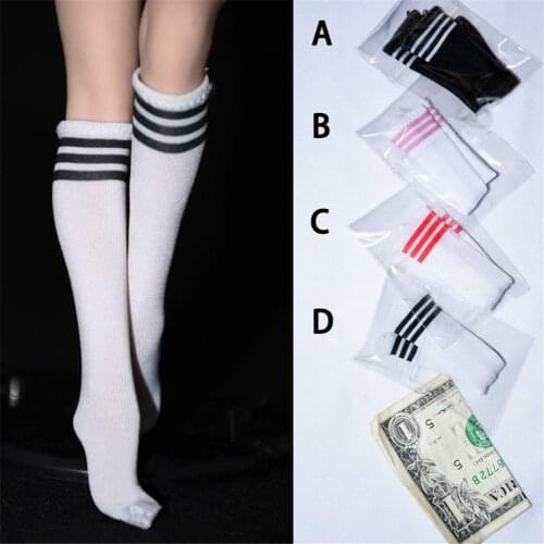 1/6 Scale Female Socks Model Black White Sports Japanese Student Stocking Toy Clothes Accessories For 12'' Action Figure Body