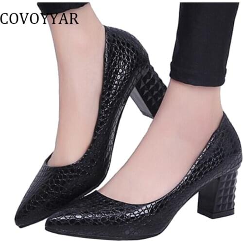 COVOYYAR Sexy Snake Print Womens Pumps Lady Office Shoes 2019 Spring Autumn Pointed Toe High Heels OL Shoes Plus Size 40 WHH617