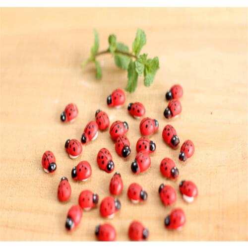 Garden decoration fairy garden ornaments Micro landscape Bonsai gardening lady beetle insect wood adornment ornament 100 pcs