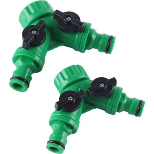 2-way Y Type G3 / 4 " Garden Water Pipe Outlet Quick Connector With Switch Drip Irrigation System Valve Irrigation Adapter