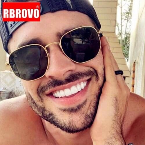 RBROVO 2021 Retro Sunglasses Men Hexagon Polygon Mirror Glasses Men Metal Eyeglasses For Women/Men Brand Lentes De Sol Mujer