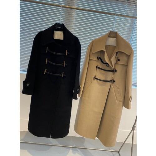 2021 Luxury Design Street Style Double Breasted Wool Cashmere Premium Blend Long Coat