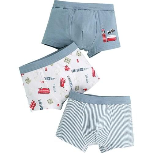 3 Pcs Pure Cotton Soft Children Underwear Boys Panties Cartoon Pattern Kids Boxer Briefs Child Boy Pants 2-12 Years