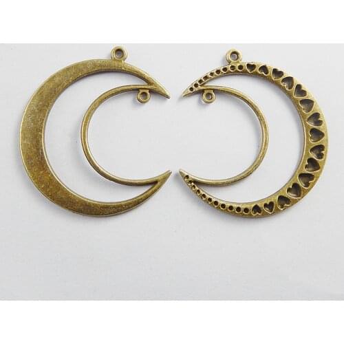 4Pcs Antiqued Bronze Alloy Moon Heart Creative Charms Necklace Pendant Jewelry Accessories