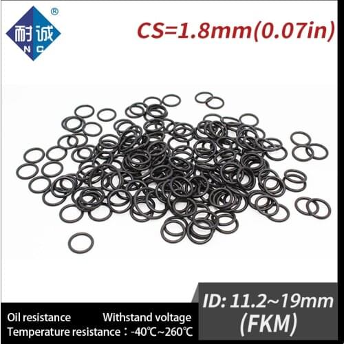 5PC/lot Rubber Ring Black FKM Oring Seals Thickness 1.8mm ID11.2/11.8/12.5/13.2/14/15/16/17/18/19mm Rubber ORing Fuel Washer