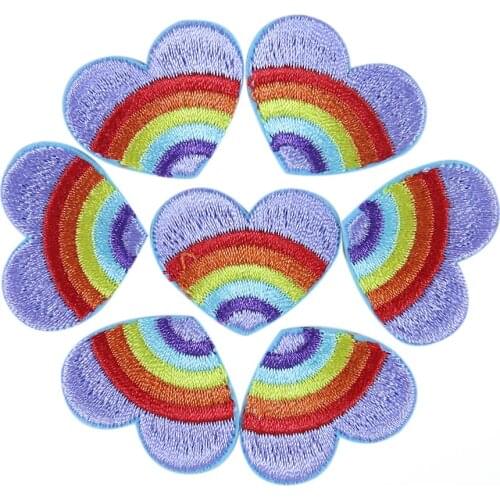 5PCS Rainbow Love Patches High Quality Badges Patch Iron on Embroidery Applique for Clothing Sticker DIY T-shirt Decor Wholesale