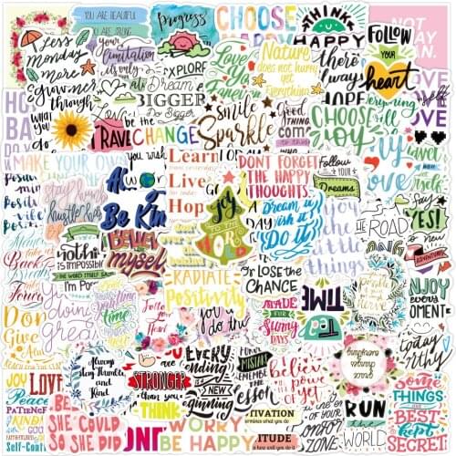 50/100pcs Inspirational Life Quotes Stickers Motivational Phrases Sticker Laptop Study Room Scrapbooking Office Graffiti Decals