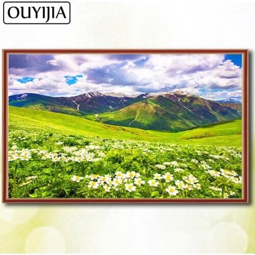 OUYIJIA 5D DIY Diamond Painting Full Square Flower Natural Scenery Mountain Diamond Mosaic Picture Of Rhinestone Embroidery Sale