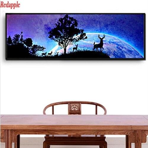 5D DIY Diamond Painting planet Scenery Cross Stitch Mosaic full square Round diamond embroidery animal elk large size Home decor