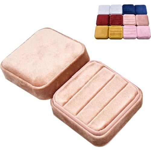 Velvet Ring Box,Square Vintage Wedding Ceremony Ring Box with Detachable Lid, Engagement Ring Box Holder,Valentines Day