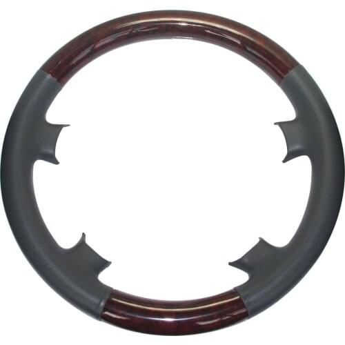 Gray Leather Wood Steering Wheel Cover for Benz 1991-1998 W140 S S300 S320 S420 S500 S600 SE 1993-1995 W124 E E200 E320 E420 500