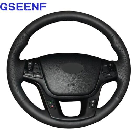 Car Steering Wheel Cover Comfortable Black Genuine Leather Soft For Kia Sorento 2009 2010 2011 2012 2013 2014