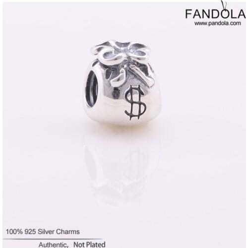 Fandola 925 Sterling Silver Money Bag Charms Beads for Women Fits Pandora Bracelets Necklace Silver 925 Charm Jewelry Making