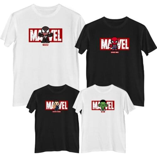 Marvel The Avengers Iron Man Captain America Thor Venom Black Panther Doctor Strange Spider Man T-shirt 100% cotton Mens Kids