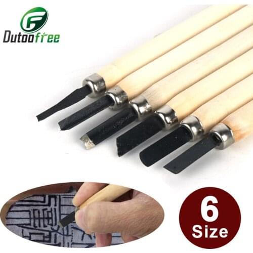 6 Sizes Cutter Head with Wood Handle Handmade Wood Carving Knife Burin Suit Metal Knife Tool Wood Cutter Lathe Tool