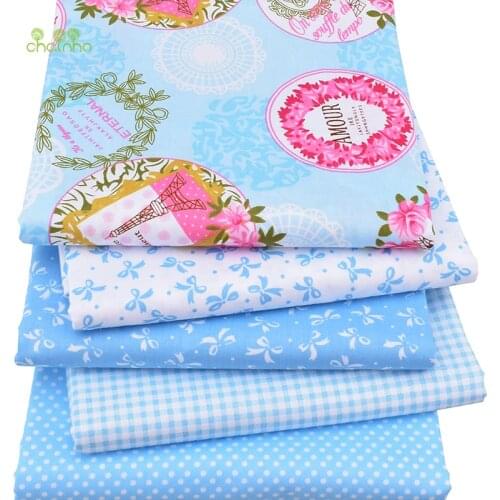 Cotton Fabric For Patchwork Quilts Scrapbooking Products Fat Quaters Tilda Cloth Sewing Cloth 5pcs Blue Designs 40*50CM