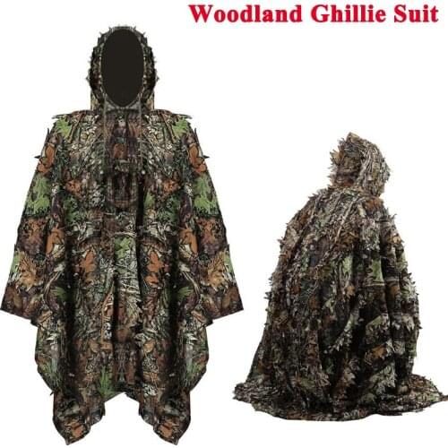 Jungle 3D Camouflage Maple Leaf Cloak Hunting Clothes Woodland Ghillie Suit Outdoor Tactical CS Games Camo Clothes