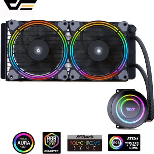 DarkFlash PC Case Water Liquid Cooling AIO Cooler Radiator with 240mm RGB Rainbow PC Fan CPU Cooler For LGA 115x/2011/AM3+/AM4