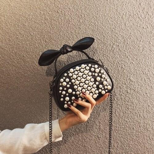 Small Bag Female Trendy Korean Soft-leather Pearl Handbag in 2019 Fashion Hundred Laps One Shoulder Bag Chain Slant Bag