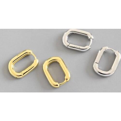 Minimalist 925 Sterling Silver Stud Earrings Vintage Geometric Ellipse Handmade Party Accessories Statement Jewelry eh407