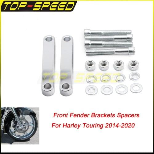 Motorcycle Chrome Black Front Fender Brackets Spacers Kit 23" 26" for Harley Touring 2014-2020 Street Road Glide Motorbike