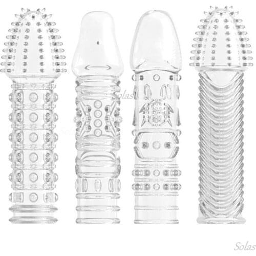 Mens Penis Covers Extends Covers Reusable Transparent Silicone Penis Ring Delayed Ejaculation Products Male Adult Products 18