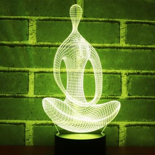 3D LED Night Light Meditation Yoga with 7 Colors Light for Home Decoration Lamp Amazing Visualization Optical Illusion Awesome