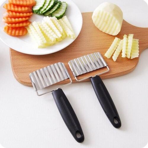 Stainless Steel Potato Chip Slicer Knife Doug Vegetable Fruit Crinkle Wavy Slicer Cutter French Fry Maker Kitchen Accessories