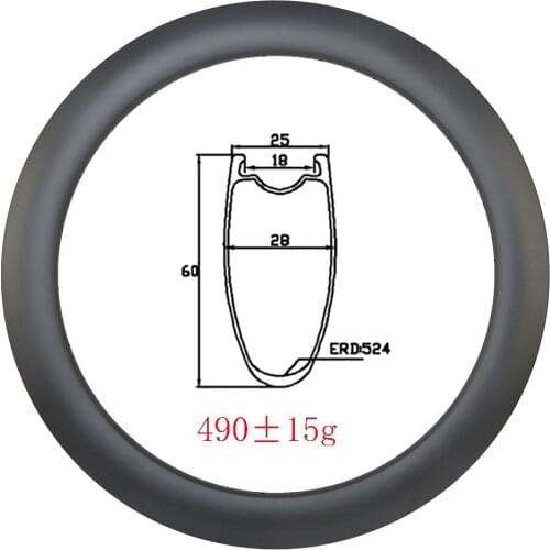 Light 490g 700c 60x25mm Tubeless carbon rim disc brake tapeless UD 3k matte glossy 60mm deep18H 20H 21H 24H 28H Road racing bike