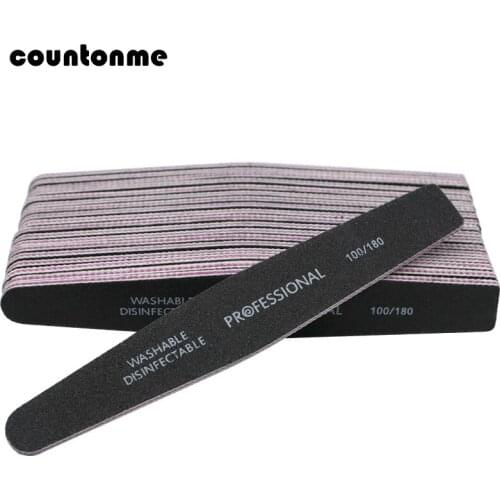 25Pcs/Lot Black Nail File 100/180 Diamond Sanding Buffer Block lime a ongle Crystal Files Nail Sandpaper Pedicure Manicure Tools