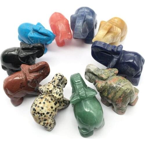 1pcs Natural Quartz Hand Carved Crystal Crafts Obsidian Healing Stone Elephants Animal For Souvenir