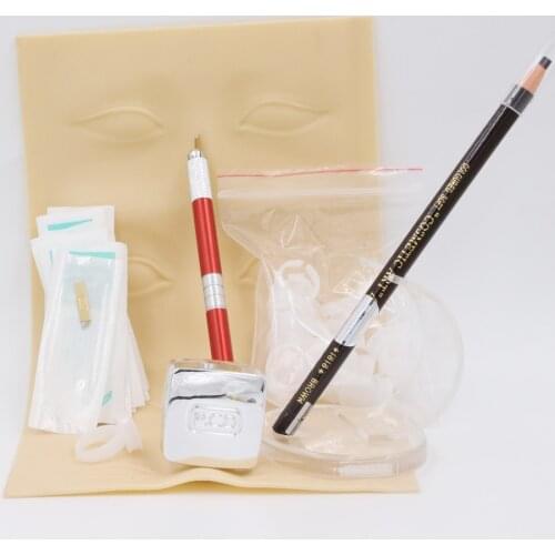 Professional beginner beauty use permanent makeup microblading kit with tattoo paste and manual pen/10pcs blades free shipping