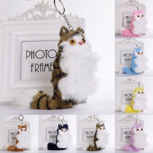 Plush Ball Plush Keychain Simple Ball Pompon Pendant Pompom Artificial Animal Keychains Woman Car Bag KeyRing Toy
