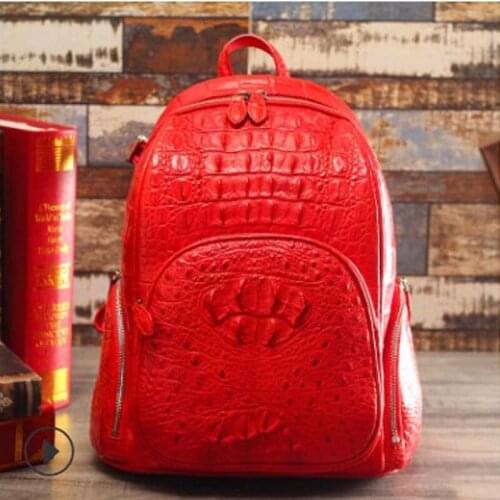 Ourui true crocodile backpack color Genuine leather backpack Men and women general women backpack